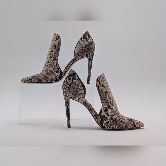 Steve Madden Dolly Pump Sz 8.5M Women d'Orsay Snakeskin Pattern Heel Pointed Toe - Picture 3 of 17